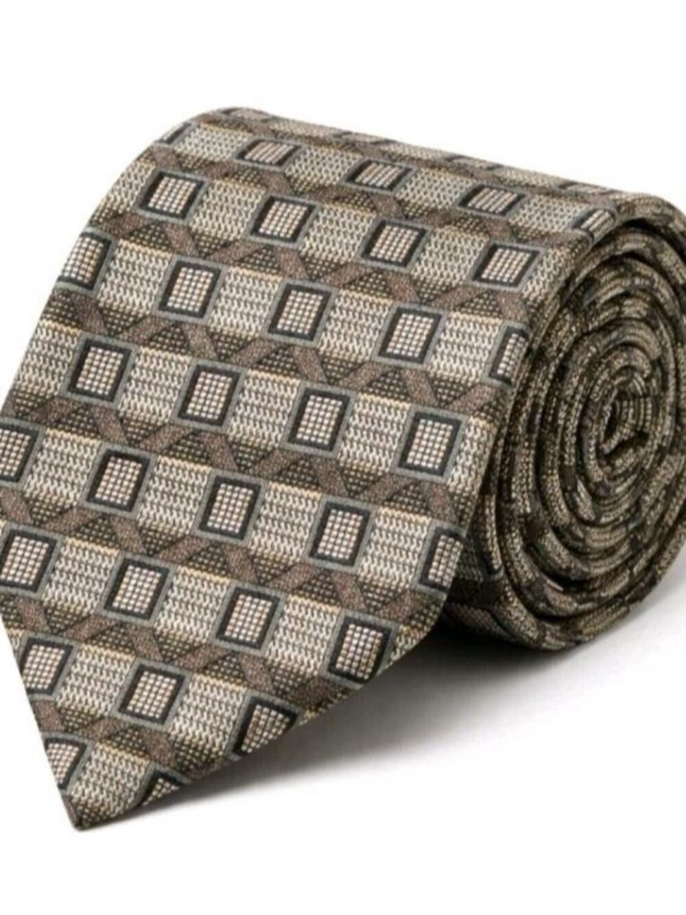 Daniel Craig Italian Silk Tie Gray Geometric Square Luxury Mens Necktie Italy